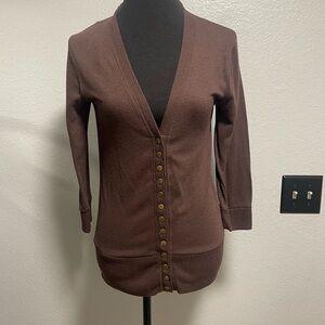 Zenana Outfitters Brown V-Neck Cardigan Size Large
